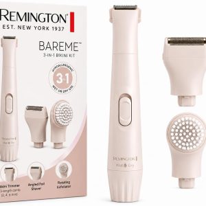 Remington Smooth & Silky Body & Bikini Kit. Cordless Bikini Trimmer and Shaver for Women. Waterproof for Grooming in the Shower. Beige